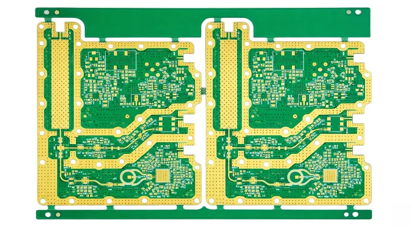 Hybrid high frequency PCB stackup lamination cross-section