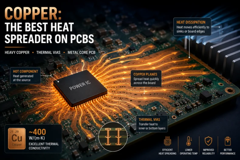 copper heat diffusion comparison for PCB thermal design