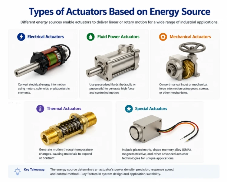 Types of Actuators Based on Energy Source
