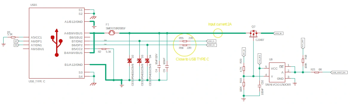 USB C Connector Circuit Schematic