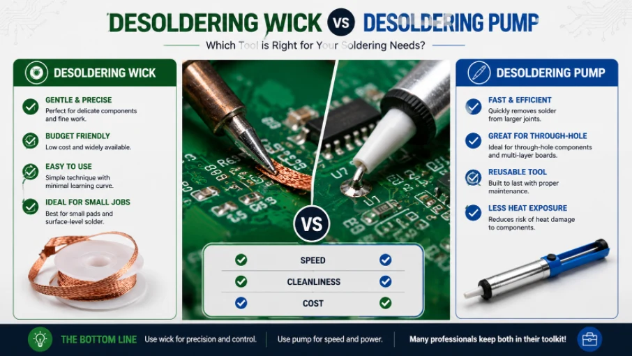 desoldering wick and pump PCB rework