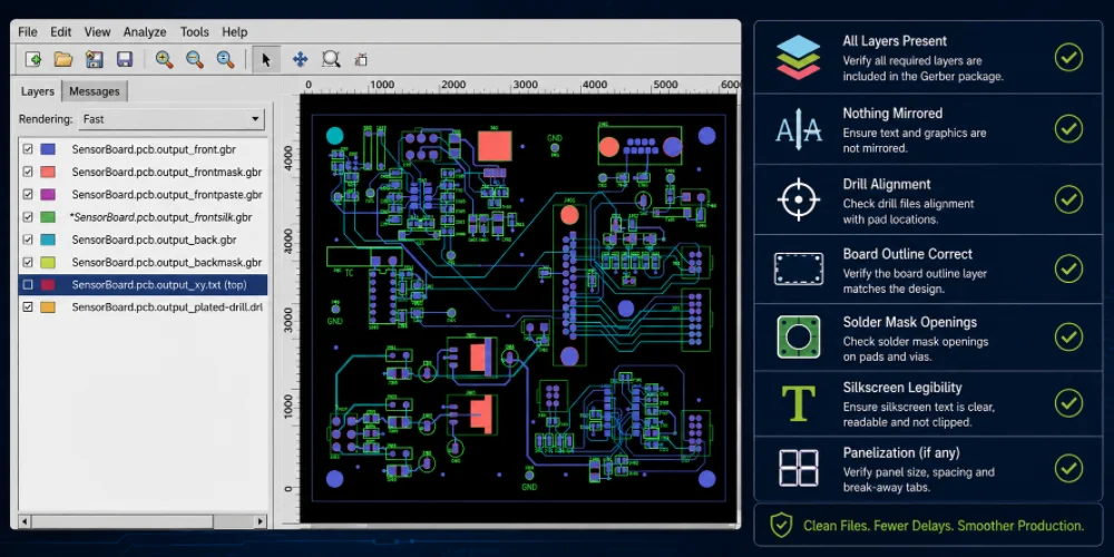 Gerber file review checklist for PCB manufacturing