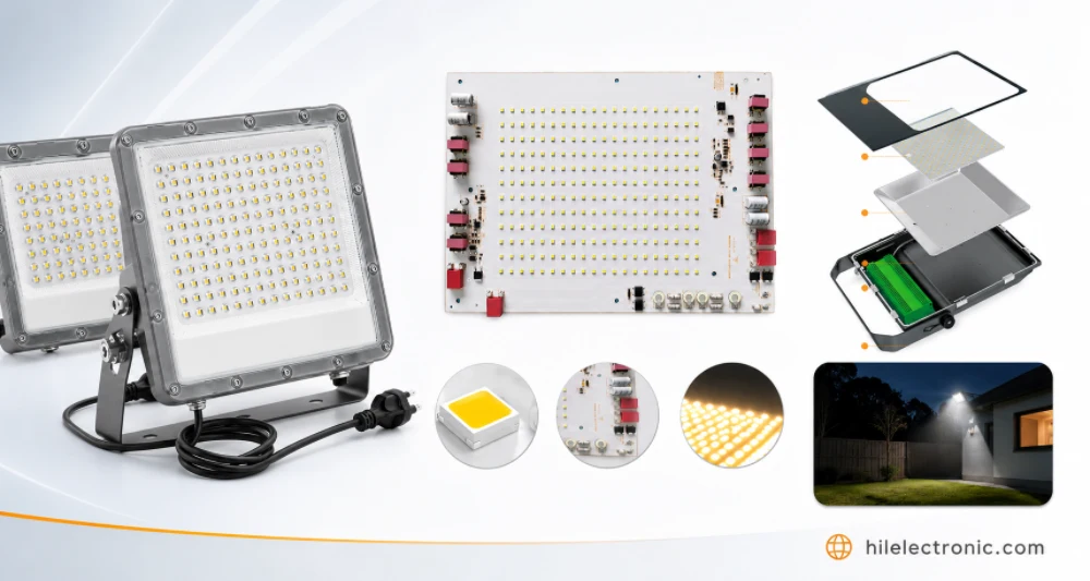 LED flood light PCB supporting production image for this complete article section.