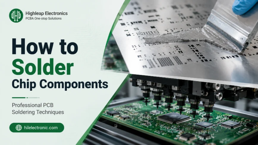 SMT chip soldering process with stencil printing and pick and place