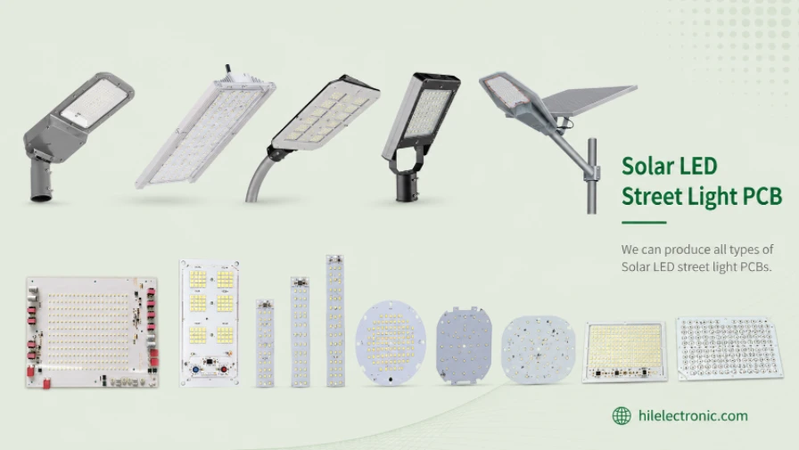 Solar LED street light PCB and PCBA integration for controller, driver, and light engine builds.