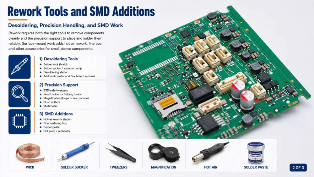 soldering kit for PCB rework tools and SMD additions