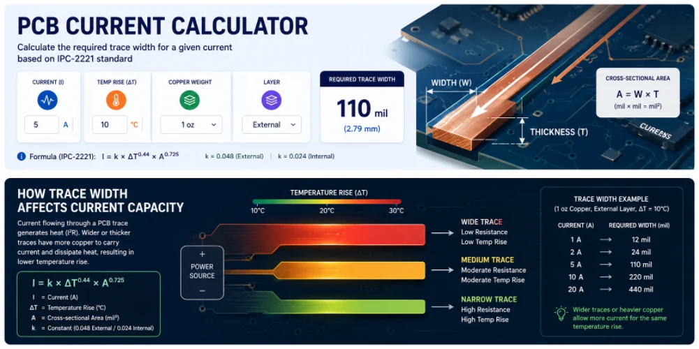pcb current calculator assembly and layout details