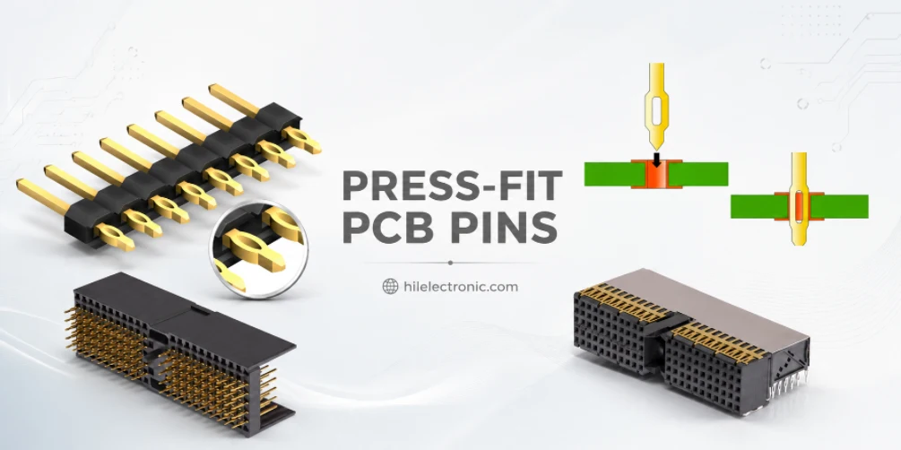Press-fit PCB pins for connector assembly