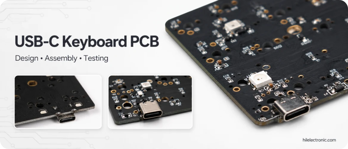 USB-C keyboard PCBA with connector assembly