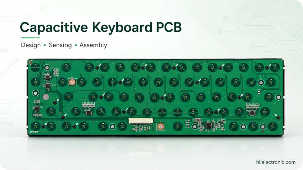 Capacitive keyboard PCB for touch sensor layouts