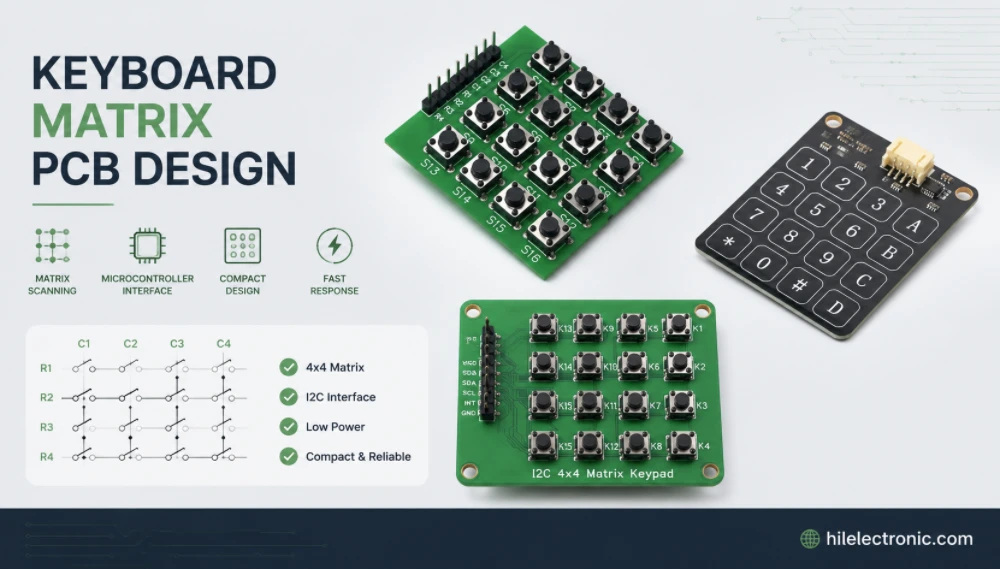 Keyboard matrix PCB design for anti-ghosting key scanning