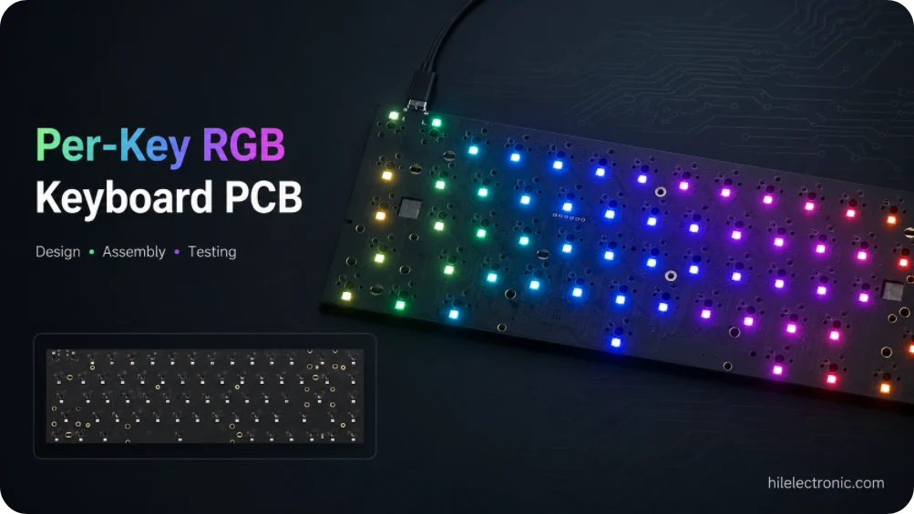 Per-key RGB keyboard PCBA with LED assembly