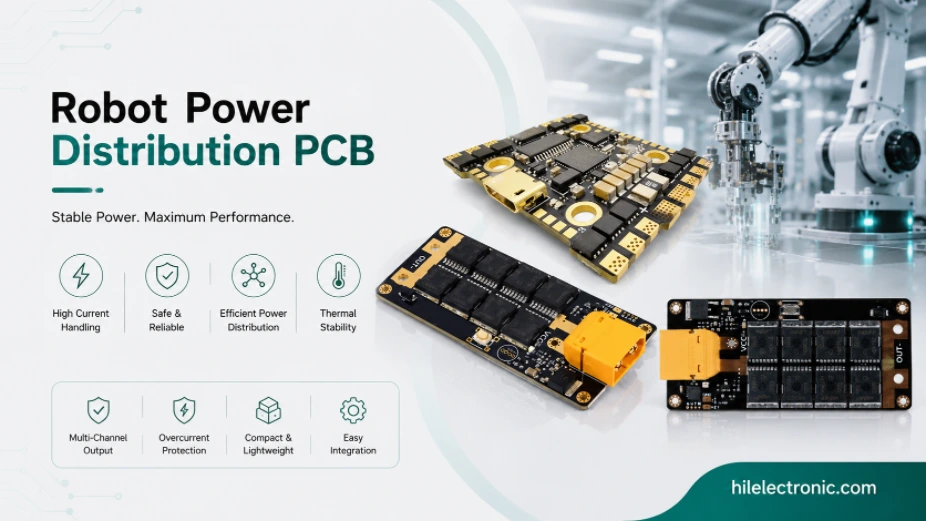 robot power distribution PCBA for DC-DC conversion and system monitoring