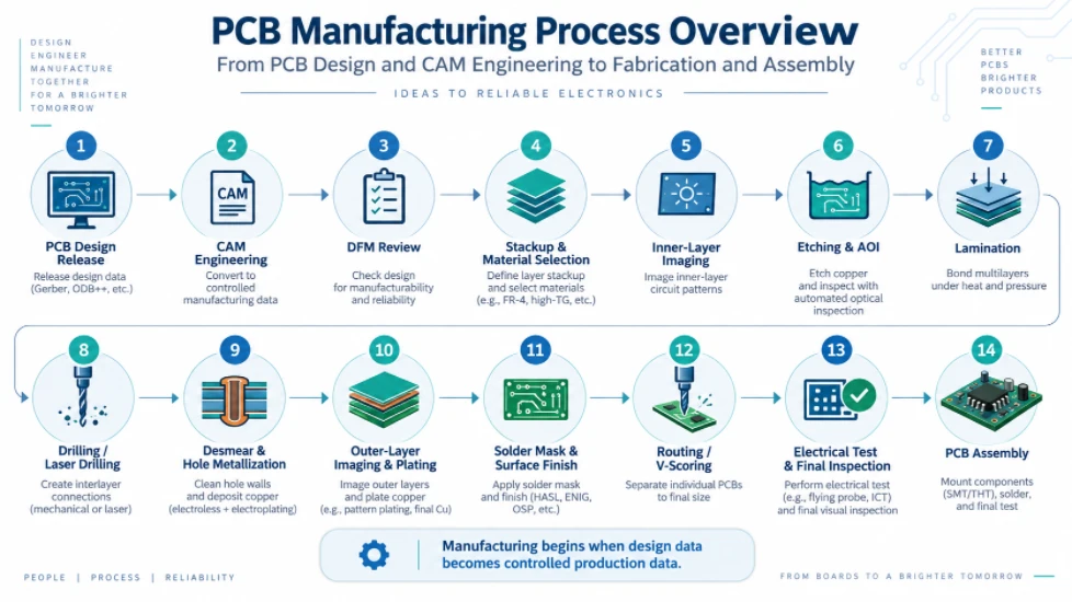 Proces produkcji PCB: od projektowania PCB i inżynierii CAM po produkcję i montaż