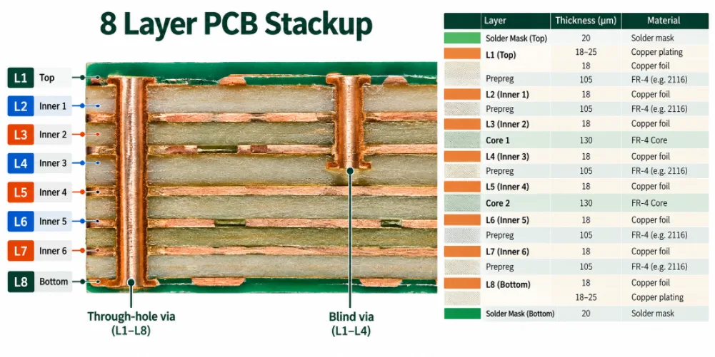 8 Layer PCB Stackup