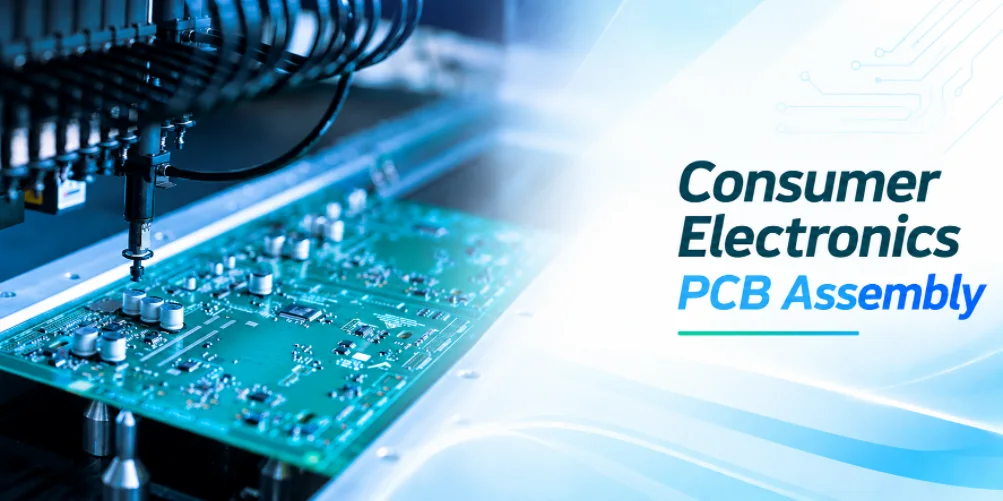 Assembled consumer electronics PCB with mounted components