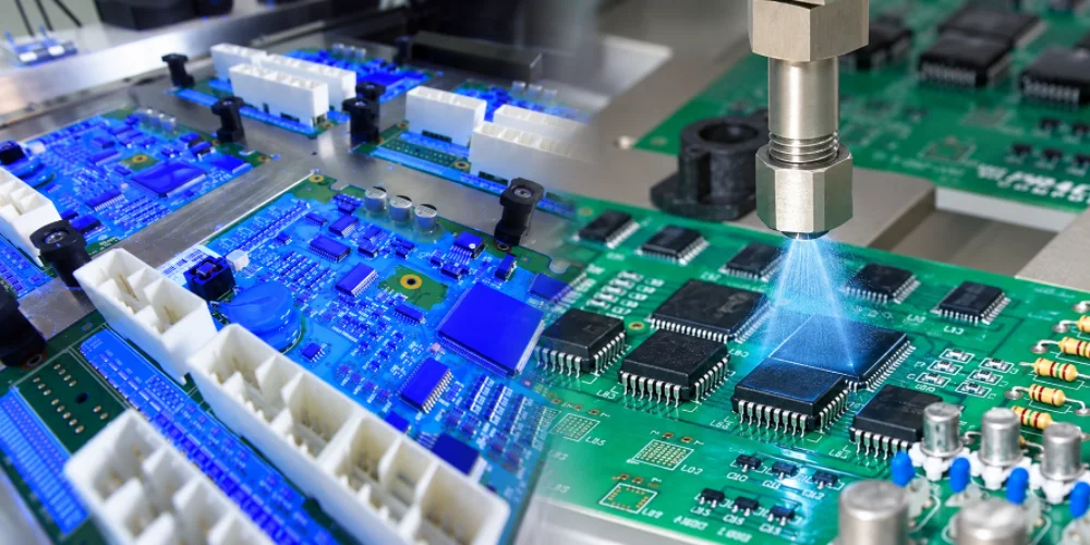 Conformal coating application on an assembled circuit board