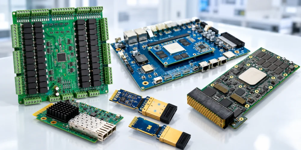 High-mix circuit board assemblies with varied components and connectors