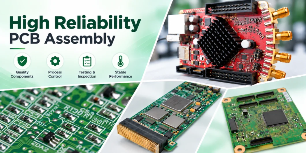 High reliability PCBA examples with heat sinks and RF connectors