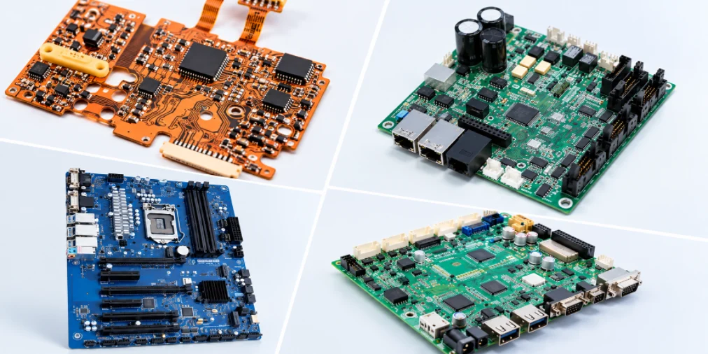 Four populated circuit board designs with different interfaces