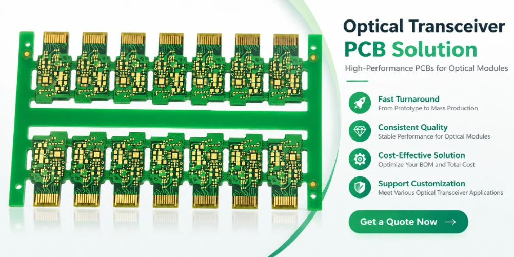 Panelized optical transceiver PCBs with gold edge contacts