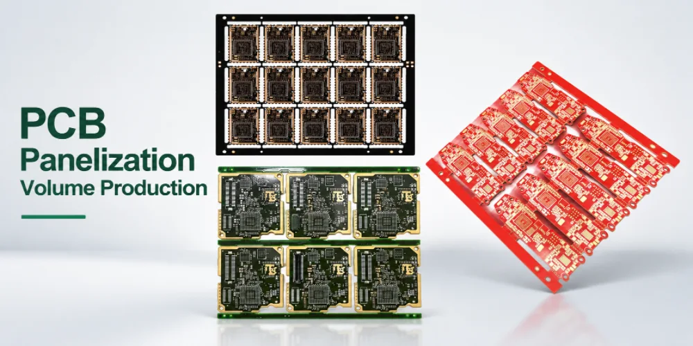 PCB panel layouts with different circuit counts for volume production