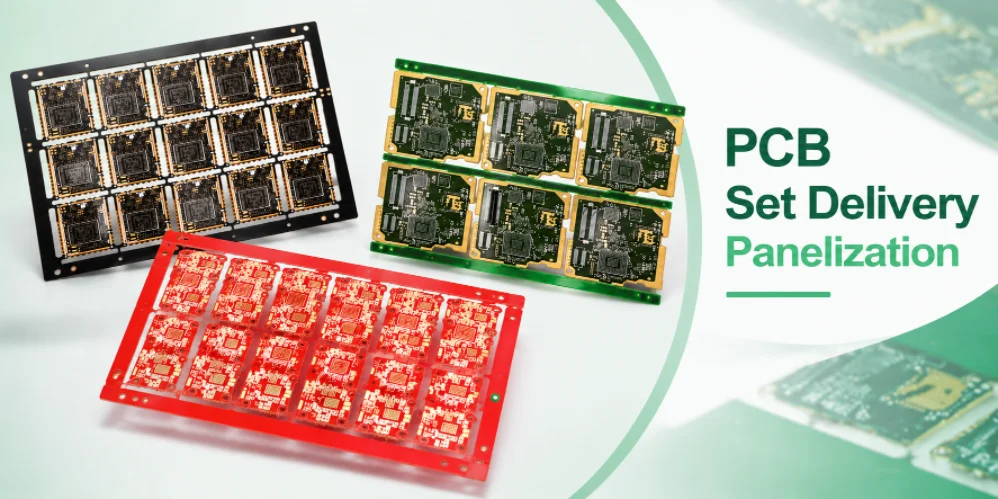 Populated and bare PCB arrays illustrating SET delivery formats