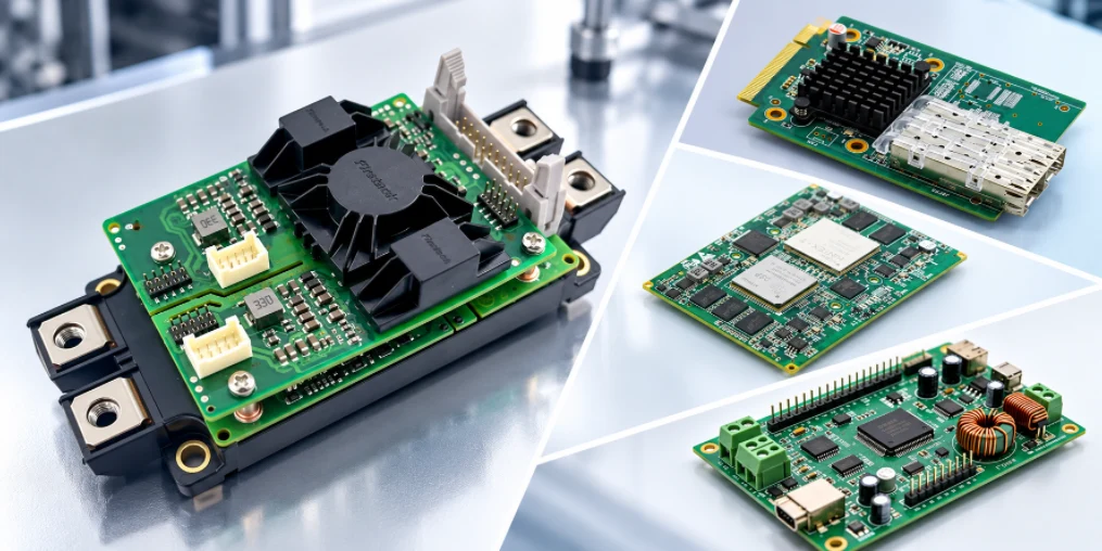 Prototype PCBA examples with cooling fans and interface connectors